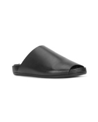 Slippers en cuir noirs Rick Owens