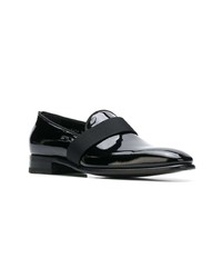 Slippers en cuir noirs Santoni