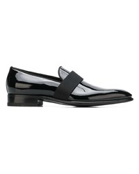 Slippers en cuir noirs Santoni