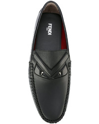 Slippers en cuir noirs Fendi