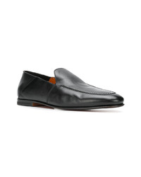 Slippers en cuir noirs Santoni