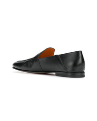 Slippers en cuir noirs Santoni