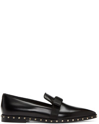 Slippers en cuir noirs Valentino