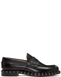 Slippers en cuir noirs Valentino