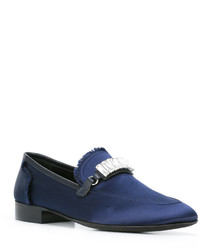 Slippers en cuir ornés bleu marine Giuseppe Zanotti Design