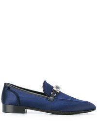 Slippers en cuir ornés bleu marine Giuseppe Zanotti Design