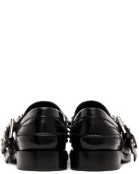 Slippers en cuir ornés noirs Burberry