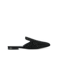 Slippers en cuir ornés noirs Giuseppe Zanotti Design
