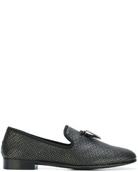 Slippers en cuir ornés noirs Giuseppe Zanotti Design