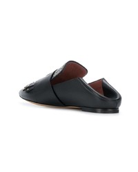 Slippers en cuir ornés noirs Bally