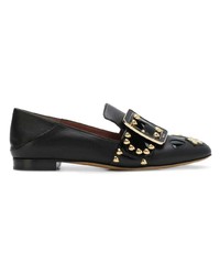 Slippers en cuir ornés noirs Bally