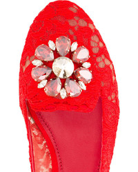 Slippers en cuir ornés rouges Dolce & Gabbana