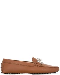 Slippers en cuir ornés tabac Tod's