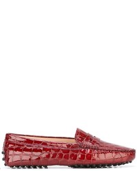 Slippers en cuir rouges Tod's