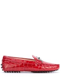 Slippers en cuir rouges Tod's