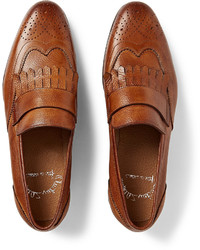 Slippers en cuir tabac Santoni