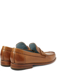 Slippers en cuir tabac Grenson