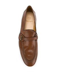 Slippers en cuir tabac Silvano Sassetti