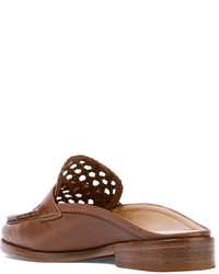 Slippers en cuir tressés tabac Alexandre Birman