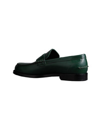 Slippers en cuir vert foncé Burberry