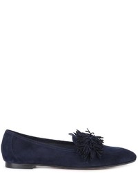 Slippers en daim bleu marine Aquazzura