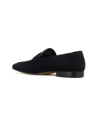 Slippers en daim bleu marine Moreschi