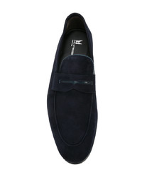 Slippers en daim bleu marine Moreschi