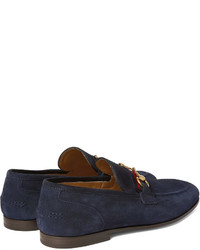 Slippers en daim bleu marine Gucci