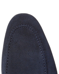 Slippers en daim bleu marine Gucci