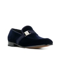 Slippers en daim bleu marine Salvatore Ferragamo