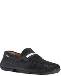 Slippers en daim bleu marine Bally