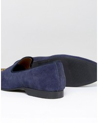 Slippers en daim bleu marine Frank Wright