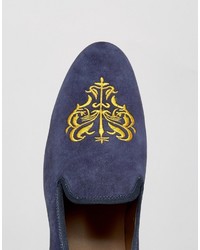 Slippers en daim bleu marine Frank Wright