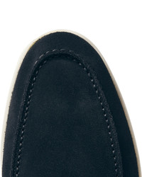 Slippers en daim bleu marine Loro Piana