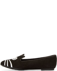 Slippers en daim brodés noirs Marc by Marc Jacobs