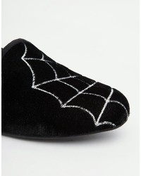 Slippers en daim brodés noirs Asos