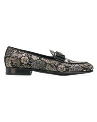 Slippers en daim brodés noirs Dolce & Gabbana