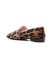 Slippers en daim imprimés léopard marron clair Pretty Ballerinas