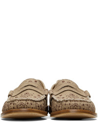 Slippers en daim imprimés marron clair Rhude