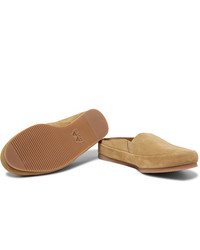 Slippers en daim marron clair Mulo