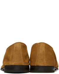 Slippers en daim marron clair Zegna