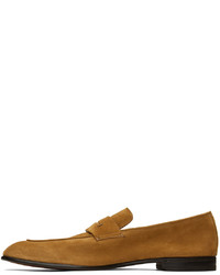 Slippers en daim marron clair Zegna