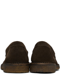 Slippers en daim marron foncé Drake's