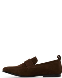 Slippers en daim marron foncé Officine Generale