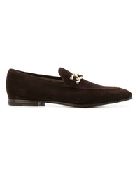 Slippers en daim marron foncé Salvatore Ferragamo