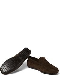 Slippers en daim marron foncé Tod's