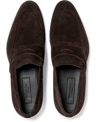 Slippers en daim marron foncé Ermenegildo Zegna