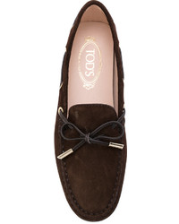 Slippers en daim marron foncé Tod's