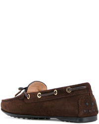 Slippers en daim marron foncé Tod's