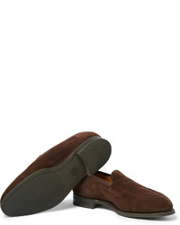 Slippers en daim marron foncé Edward Green